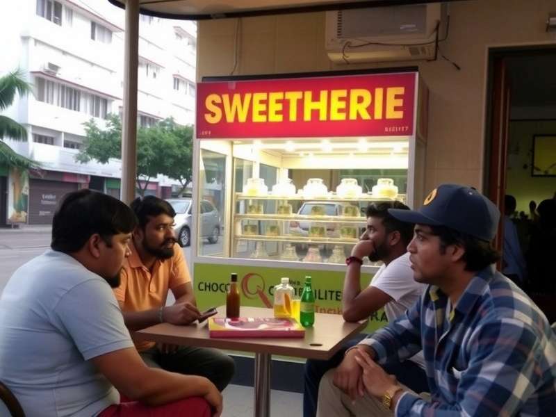 Choco Pixel Trekker - Offline Player Meetup Choco Pixel Trekker offline meetup in Chennai with players sitting near a sweet stall and playing the game